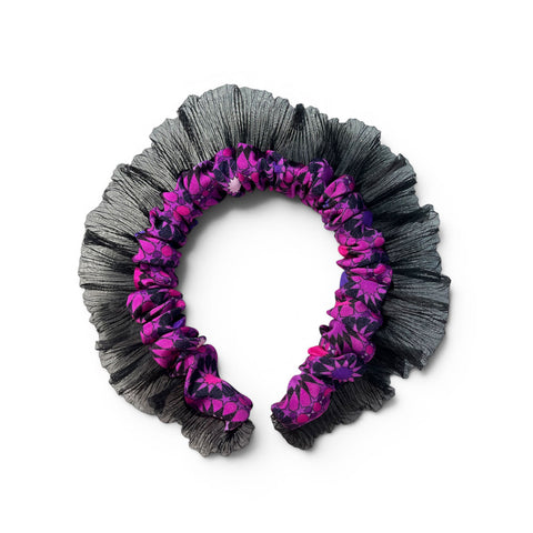 Aziz Scrunchie Silk Headband In Pink