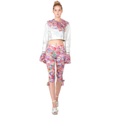 Rose Silk Capri Leggins