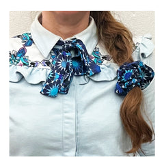 Blue Aziz Scrunchie With A Bow